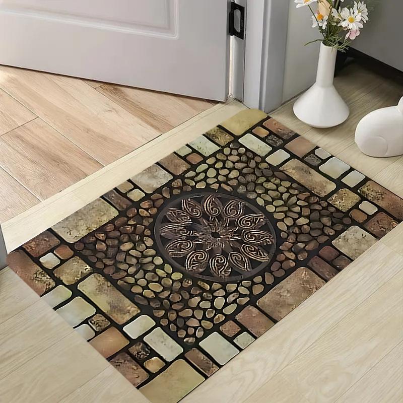 Vintage Industrial European Pattern Carpet Mat Rug Home Decoration Living Room Bedroom Retro Tile Design Non Slip Durable