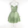 Summer New European and American Sexy Elegant Slim Sling Sling Satin Backless Strap A Swing Dress Women