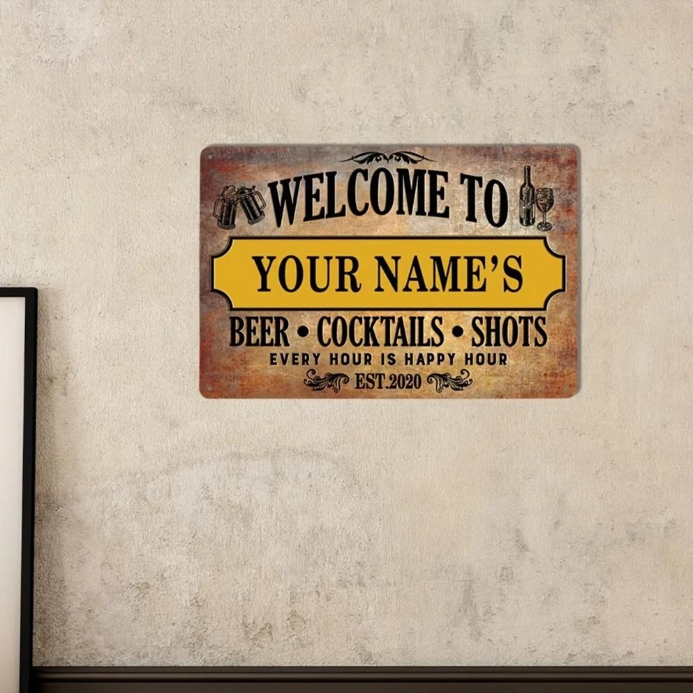 Custom Personalized Vintage Beer Cocktail Bar Metal Sign Wall Decor