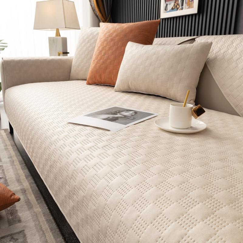 Ultrasonic Nordic Light Luxury Leather Sofa Cushion Four Seasons Universal Simple Modern Non-Slip Cover Cover Cover Cloth