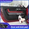 Leather Carbon Fibre Car Door Anti Kick Mats Threshold Strip Protector Trims Stickers For Ford Mustang 2015-2024 Accessories