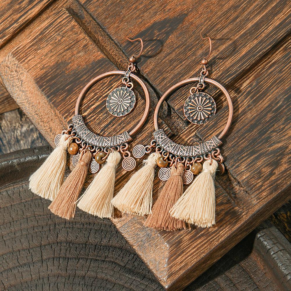 Fashion Ethnic Style High-end Fringed Earrings Personalized Retro Creative Tribal Style Earrings Yiwu Jewelry