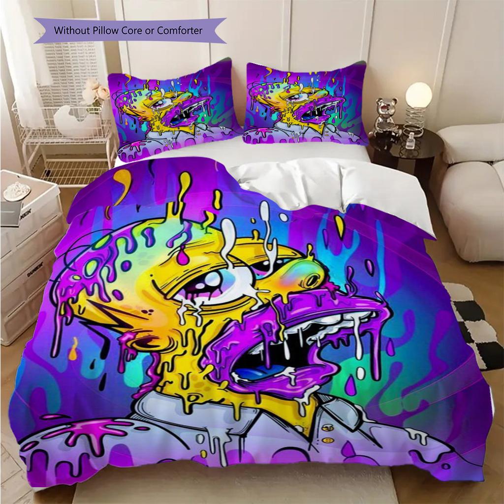 Vibrant Chaos Surreal Meltdown Bedding (1 * duvet cover + 2 * pillowcase, without core) 2D Flat Duvet cover and pillowcase Bedding set