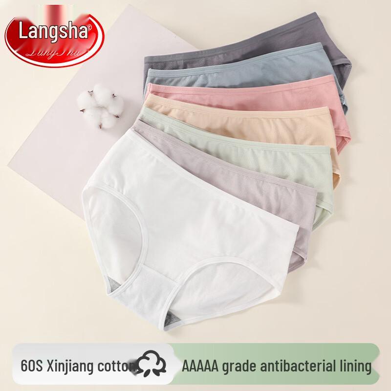 LangSha Women s Antibacterial Cotton Mid-Waist Briefs 3-Pack