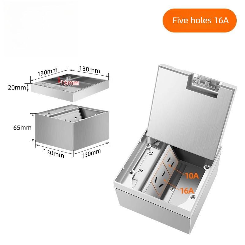 Flat And Ultra-thin Socket Stainless Steel Waterproof Power Socket Household Invisible Embedded Floor Socket