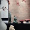 Meditating Buddha Statue Sculpture Natural Stone  Room Ornament Suitable for Office Wine Cooler Decor