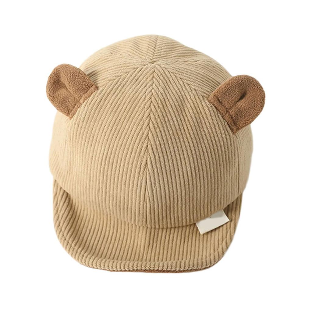 Adorable Baby Bear Hat Soft Corduroy Cap for Infants Aged 0 24 Months Perfect for Sensitive Skin