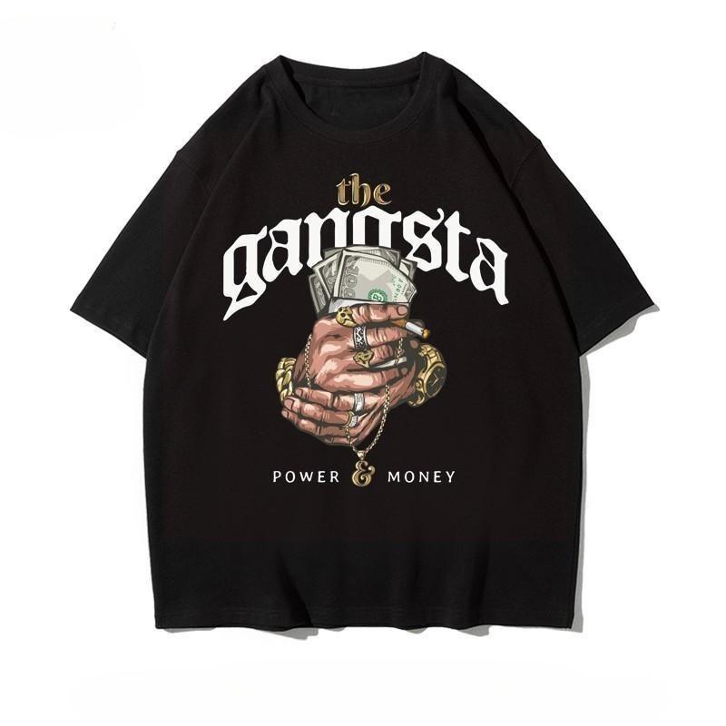 

Rap Retro American Oversized DropShoulder Loose Pure Cotton Roundneck Heavyweight TShirt for Men and Women Trendy S