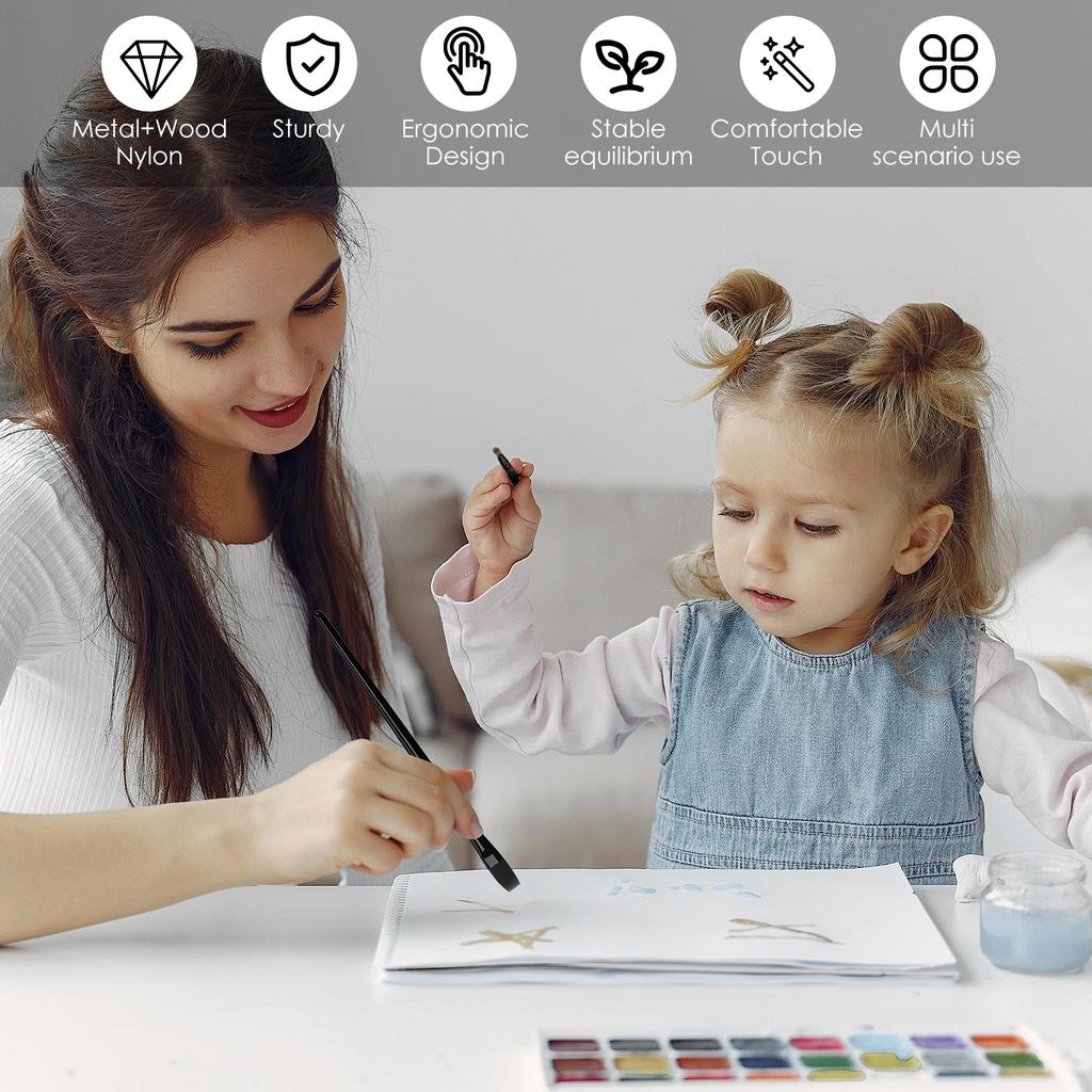 10Pcs Watercolor Paint Brush Set with Ergonomic Wood Handle Artist Paint Brush Art Supplies for Acrylic Painting Oil Painting