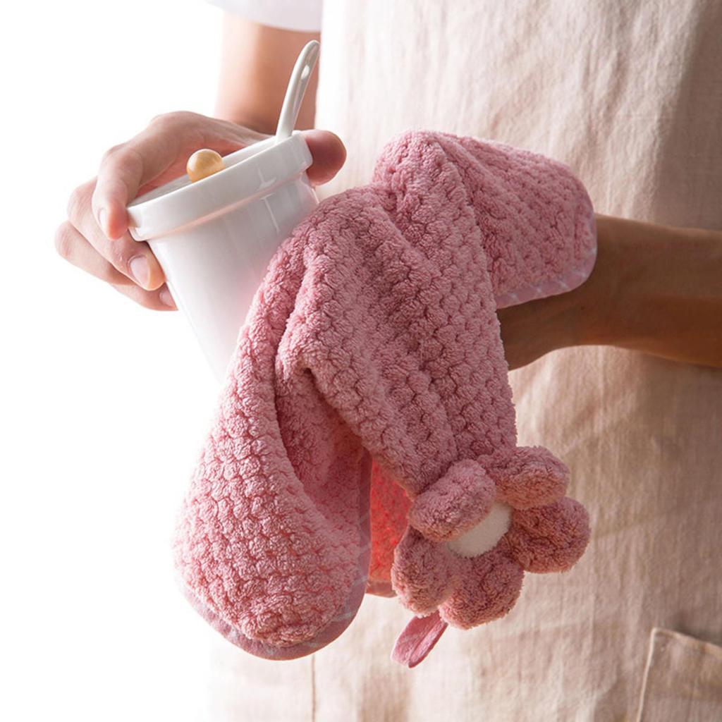 Hand Towel Coral Velvet  Grid Cartoon Hanging Style Bathroom Kitchen Dishwashing Thickened Absorbent Creative Cloth