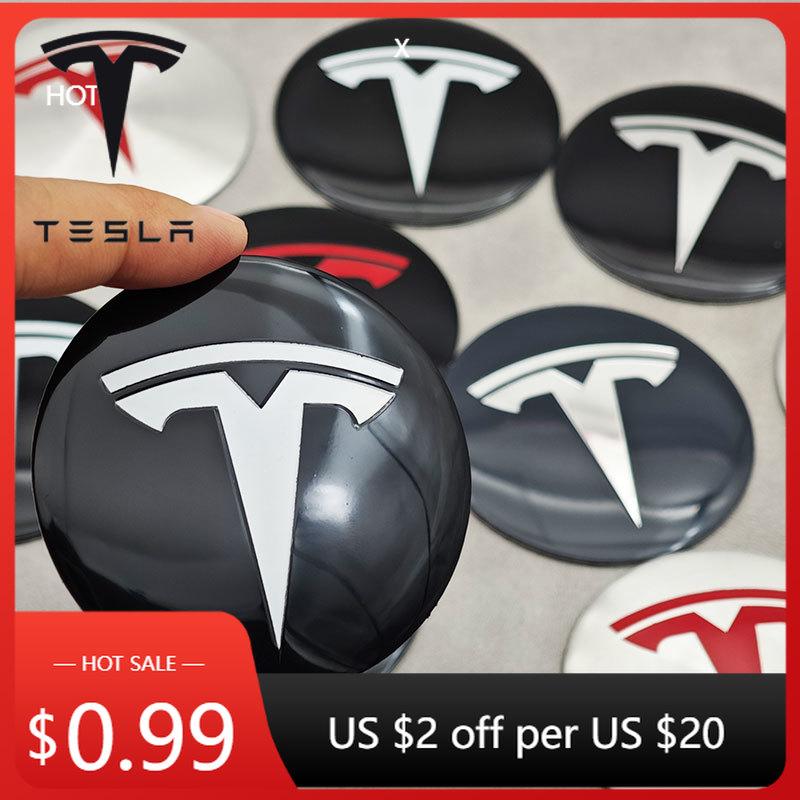 Car Sticker 2025 New Tesla 4pcs 56mm Tesla Cap Hub Center Cap Logo High Quality Sticker for Tesla Model 3 Y S X Personalized Car
