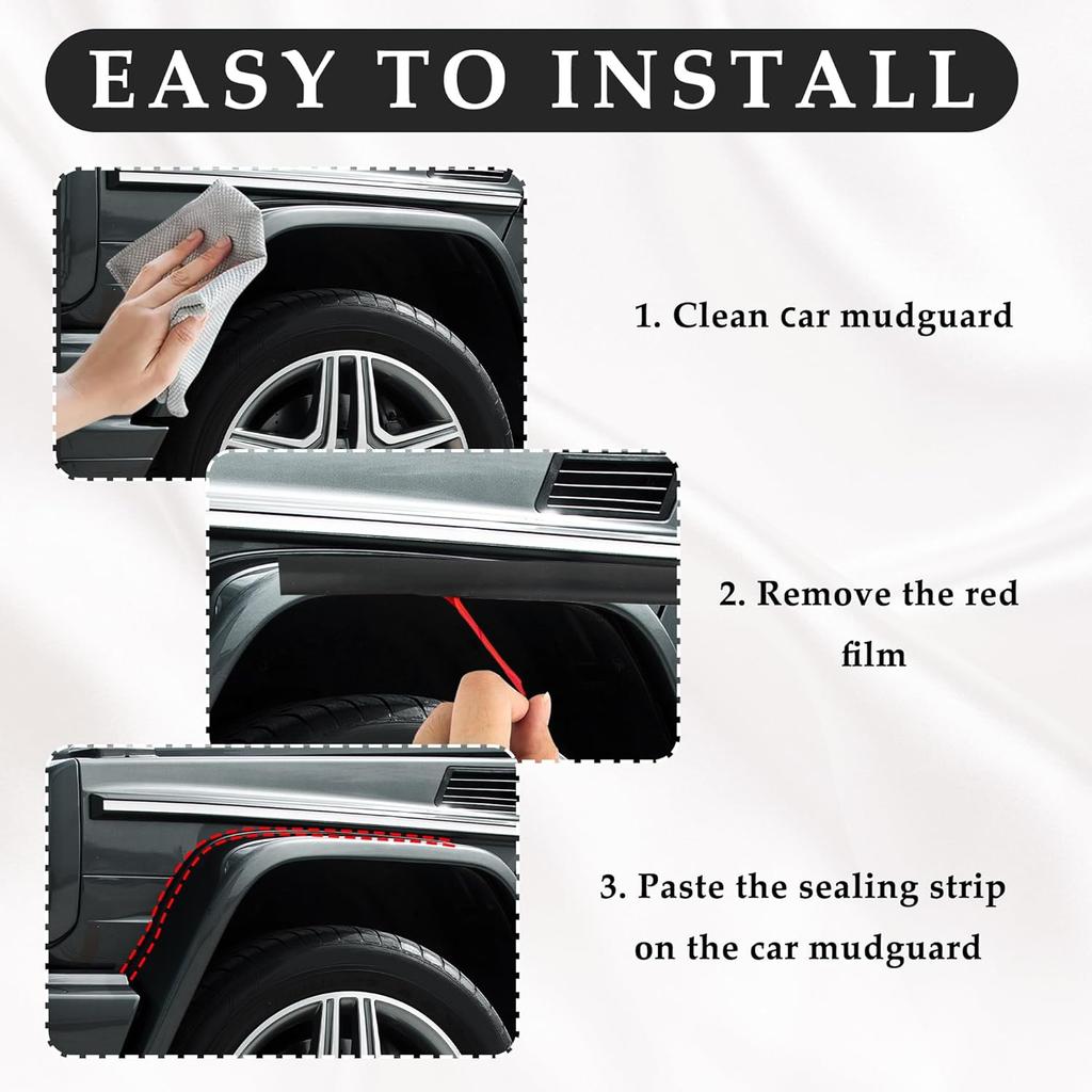 33FT Mudguard Flares Rubber Edge Trim,EPDM Rubber Seal Strip With Self Adhesive For Car Wheel Wells,Universal Rubber Gasket Strip Automotive Weather