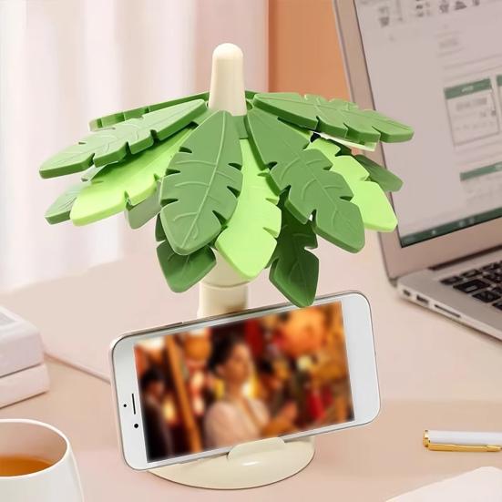 Prostírání ve tvaru listu stromu se stojánkem Vodotěsné Žáruvzdorné Podtácky Protiskluzové Kuchyňské Podložky Slavnostní Stolní Umělecká Dekorace