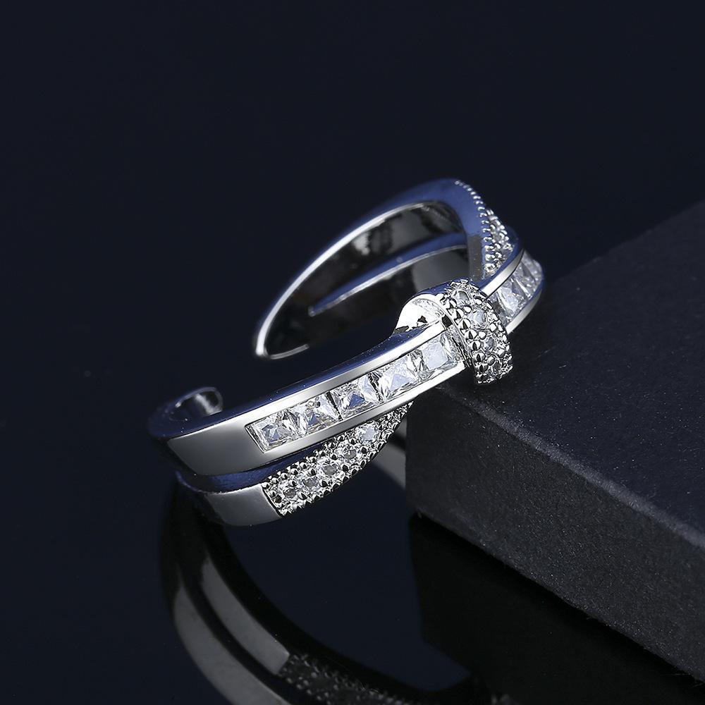 2026 Korean Version of Trendy Temperament Women's Ring Inlaid with Zircon Ring Jewelry Accessories Party L Gift