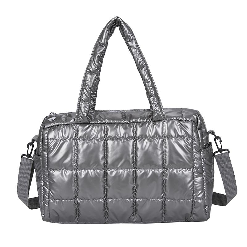 Fashionable Women's Tote Bag, Female Large Capacity Padded Shoulder Bag, Quilted Checkered Handbag, Down Messenger Bag