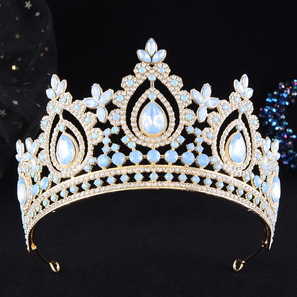 DIEZI Baroque Luxury 17 Colors AB Rhinestone Crystal Tiara For Women Wedding Party Elegant Bridal Bride Crown Hair Accessories