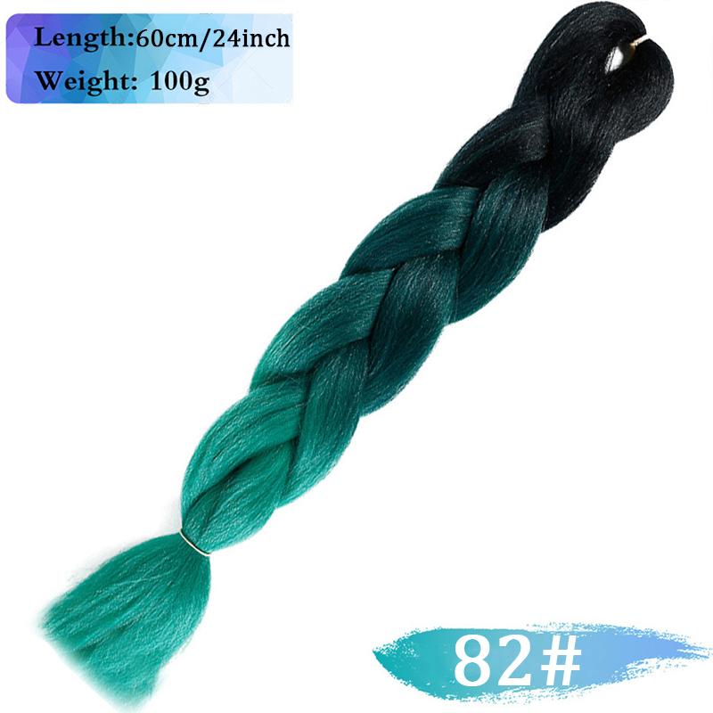 

24-дюймова в’язана триколірна триколірна перука з нарощеним волоссям із яскравою косою та хвостиком підходить для щоденного косплею та Хелловіна