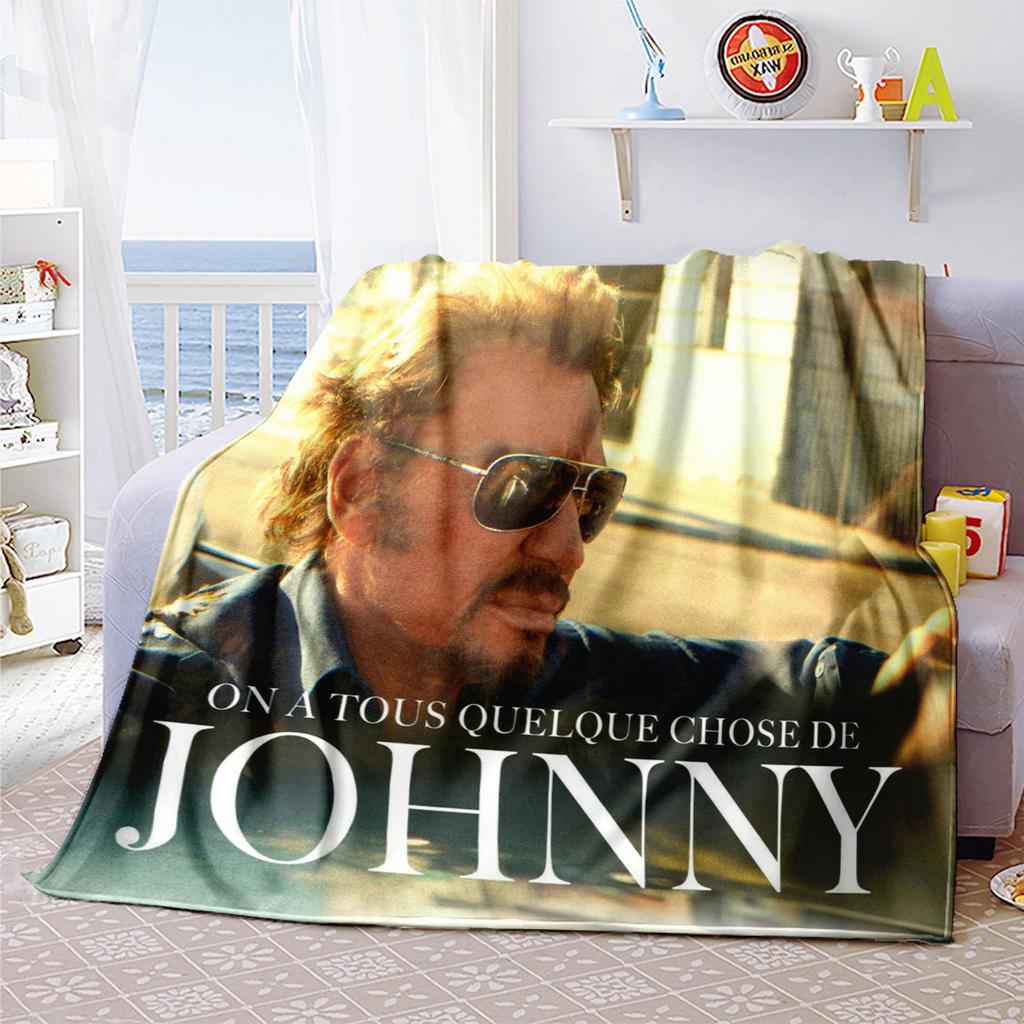 French Legendary Rock Singer and Actor Johnny Hallyday Blanket Soft Home Furnishing Nap Decoration Four Seasons Warm Sherpa Blanket U18