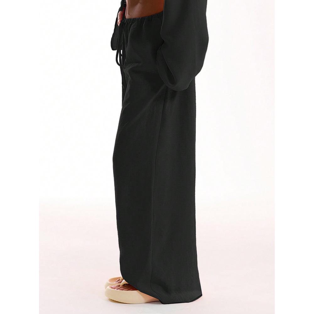 **2025 Summer Women's Solid Color Casual Loose Pants – European and American Style**