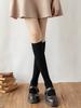 1 Pc Classic Black Velvet Calf Socks, Durable Breathable Hosiery Ideal For Jk Uniforms & Loafer Matching