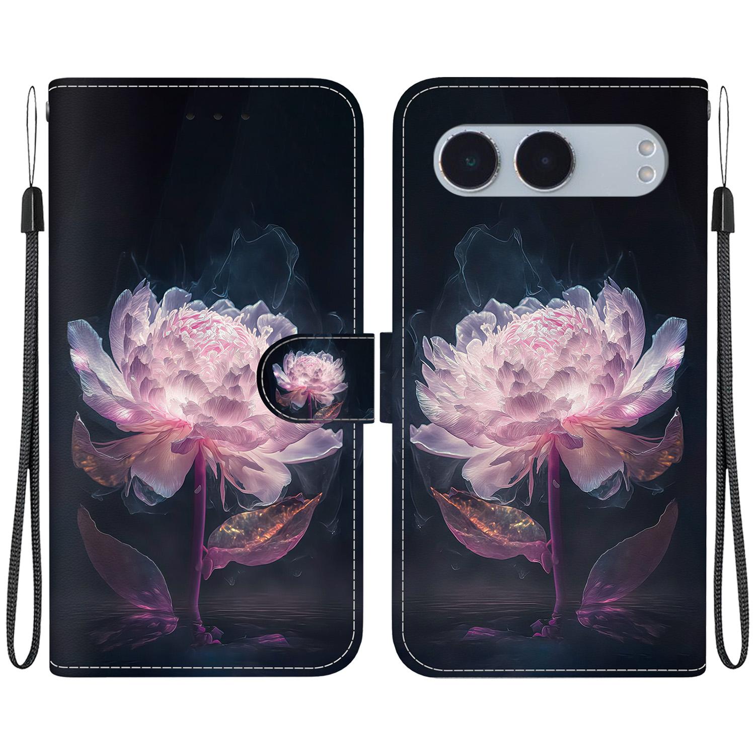 

For OnePlus Nord 4 Wallet Phone Case Anti-Drop Leather Flip Cover Pattern Printing Purple Peony
