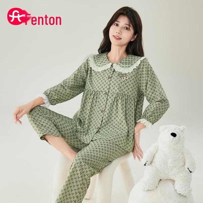 Fenteng Women s Floral Pure Cotton Pajama Set S