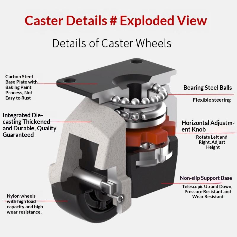 Adjustable Height Heavy Duty Leveling Machine Caster Universal Anti-Slip Wheel Machinery Caster For Vending ,Workbench Machine