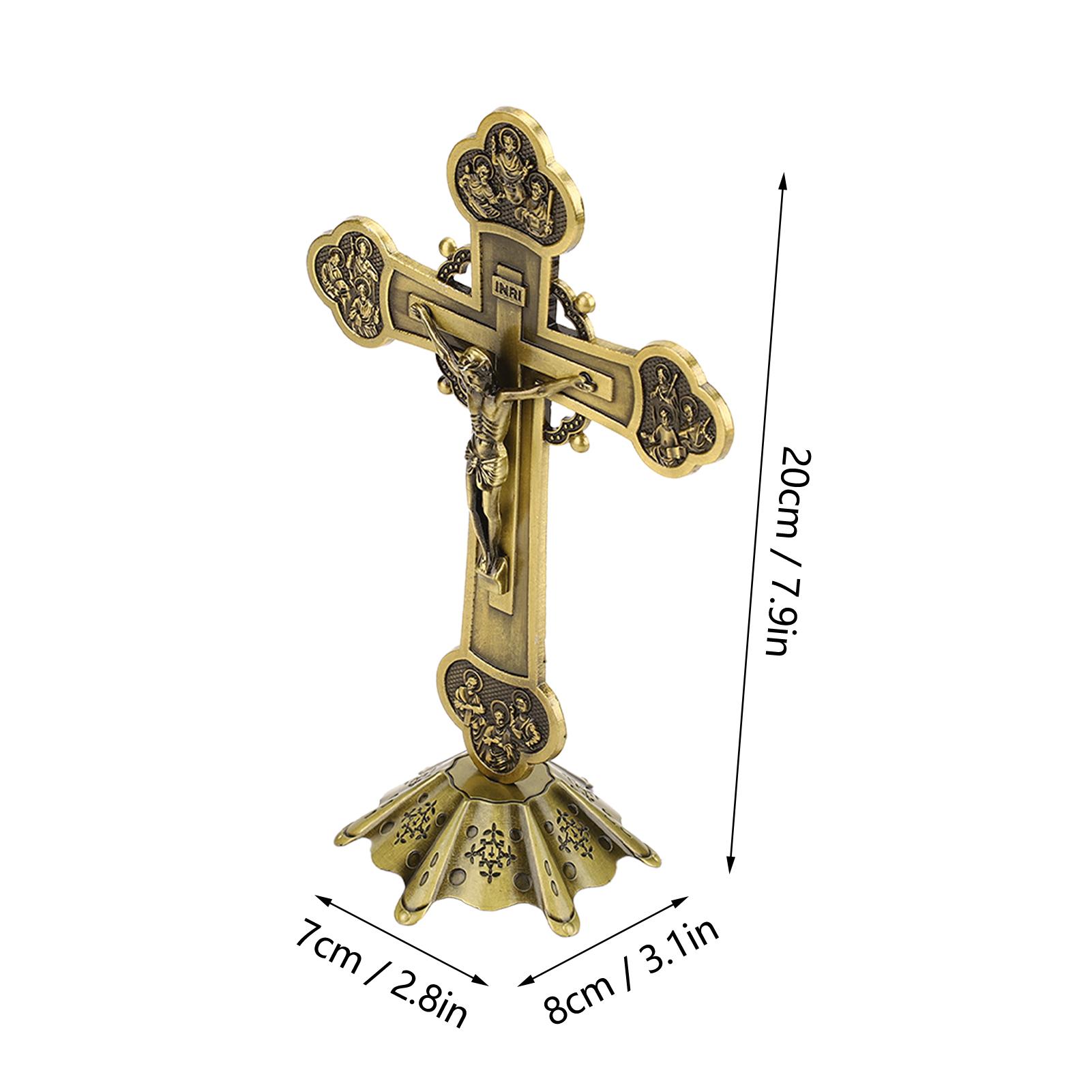 Распятие Винтажное   Металлическое Декоративное Распятие Украшение Католический Подарок с Основанием для Настольной Полки Декора
