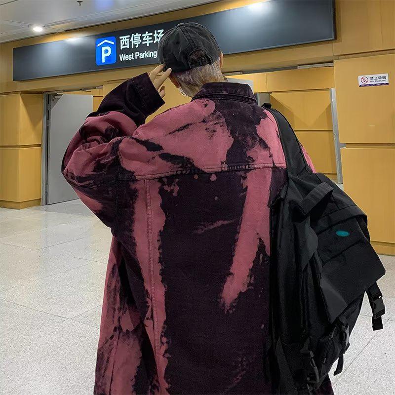 Tide High Street Tie-Dye Denim Jacket for Men and Women - Spring & Autumn Vintage Workwear