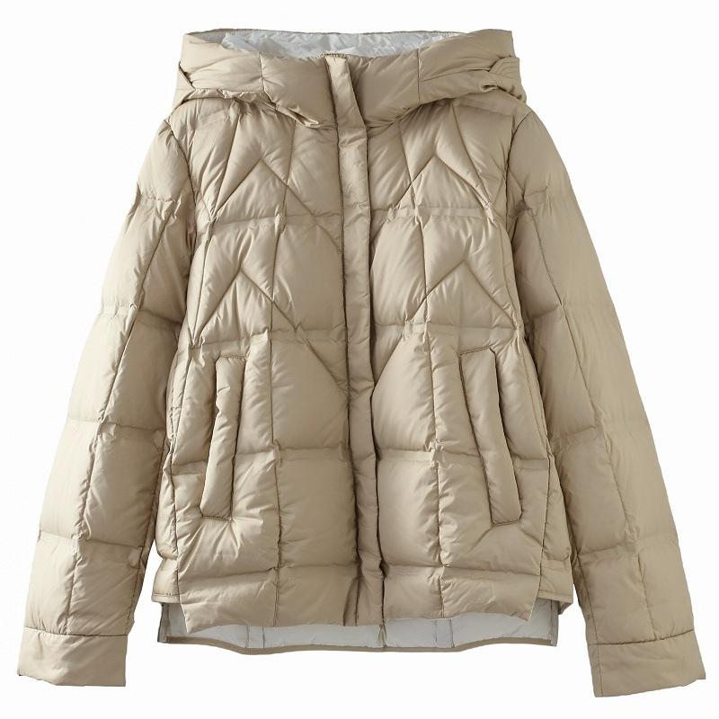 Women's Winter White Duck Down Small Size Loose Hooded Down Jacket Long-sleeved Casual Warm Short Jacket
