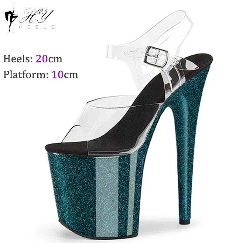 Fashion 20cm High Heels Sexy Platforms Sandals Stripper Pole Dance Shoes Women Wedding Colorful Plus Size Ladies Sandal Summer