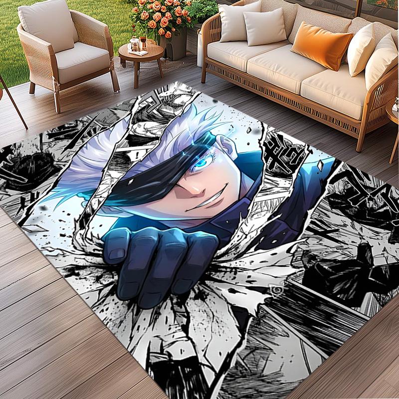 Jujutsu Kaisen Print Rug, Washable Floor Carpet, For Entryway Dorm Laundry Room Office Study, Home Decor Birthday Christmas Gift