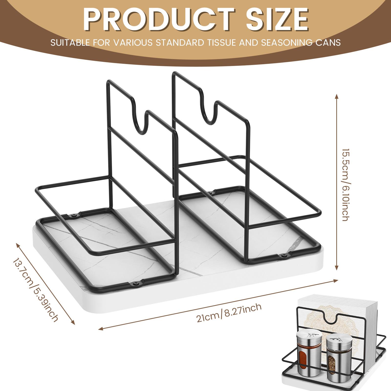 

Rotating Napkin Holder Metal Standing Napkin Dispenser with Salt and Pepper Caddy Table Storage Organizer for Kitchen Decoration