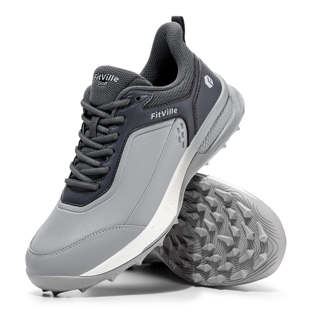 FitVille Scarpe da Golf Extra Larghe da Uomo Impermeabili Professionali Antiscivolo Senza Tacchetti per Uomo con Supporto per l'Arco Plantare