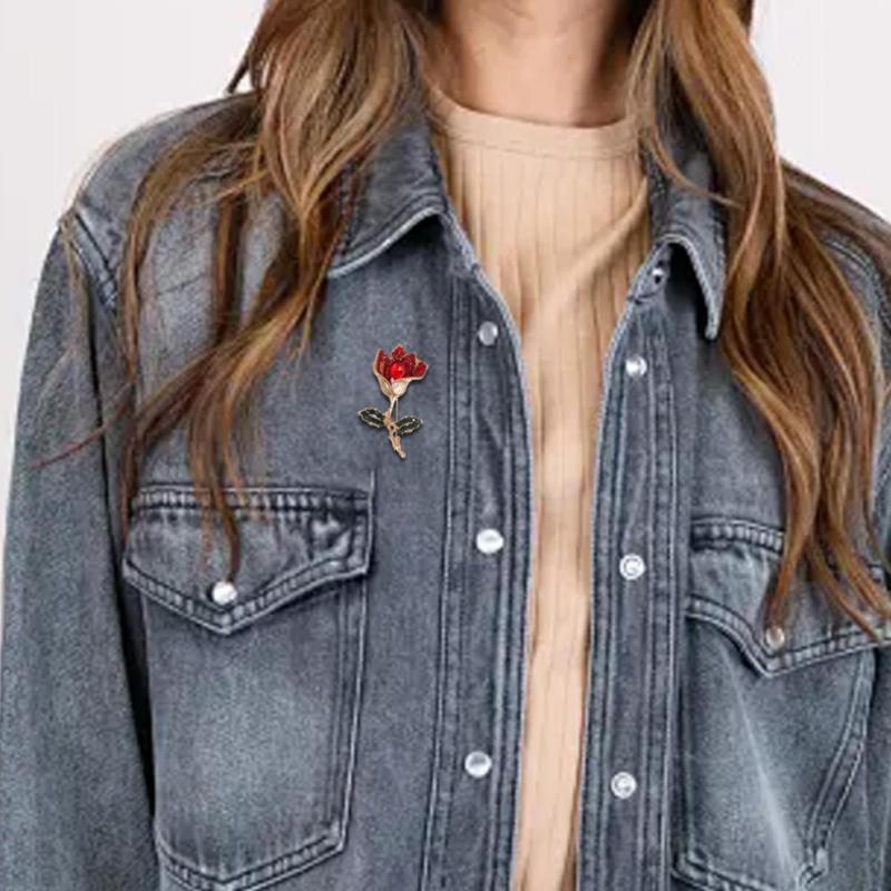 2-piece floral crystal brooch set, elegant flower brooch