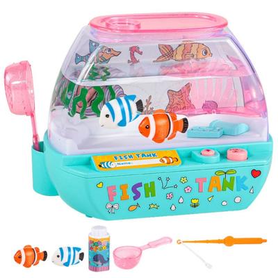 Fake Fish Tank Creative Artificial Aquarium Toy Cartoon Lovely Mini Simulation Fish Tank Electric Funny Led Light Up Tank Home