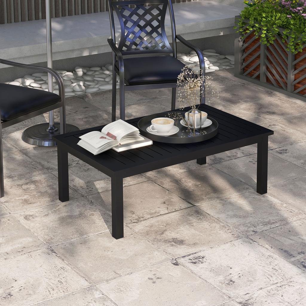 100cm x 60cm Aluminium Outdoor Kaffeetisch - Schwarz