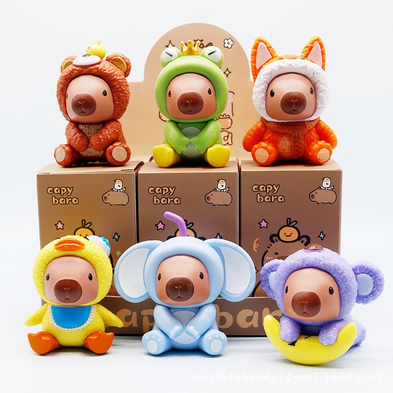 Crayon Shin Chan And Capybara Animal Elephant Fox Frog Koala Styling Set Model