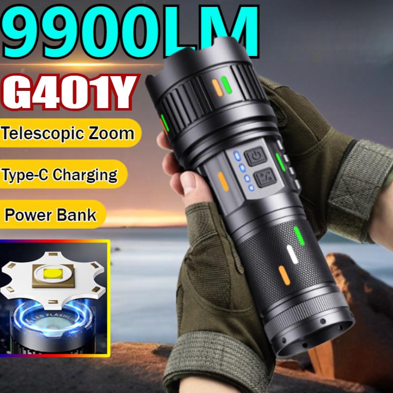 Ultra Powerful 100W LED Flashlight Super Bright Long Range Lantern Zoom Emergency Torch Camping Lantern Power Display Function