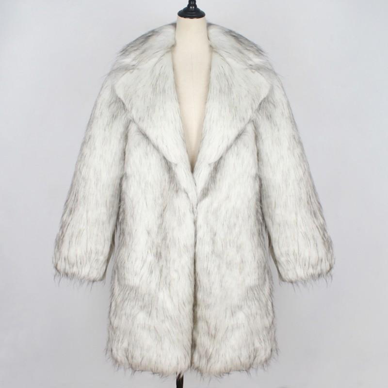 Herre Faux Fur Krage Blazer Jakke Tykk Varm Mellomlang Streetwear Vinterjakke