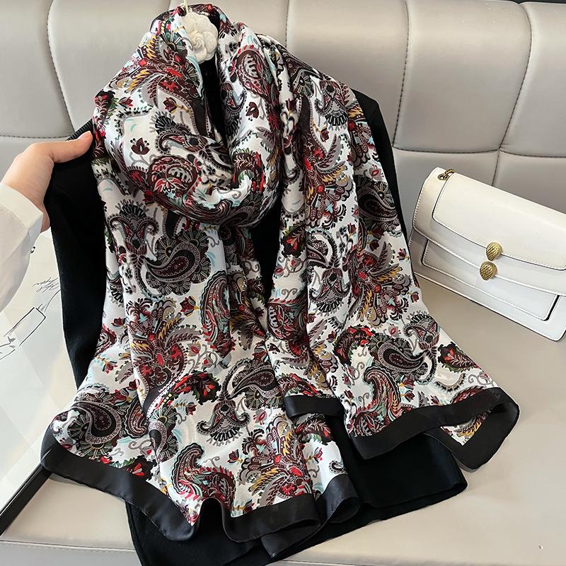 180X90Cm Luxury  Fashion Summer Women Soft Silk Scarves Female Shawl Foulard Ladies Muffler Beach Wrap Bandanna Pareo Beach