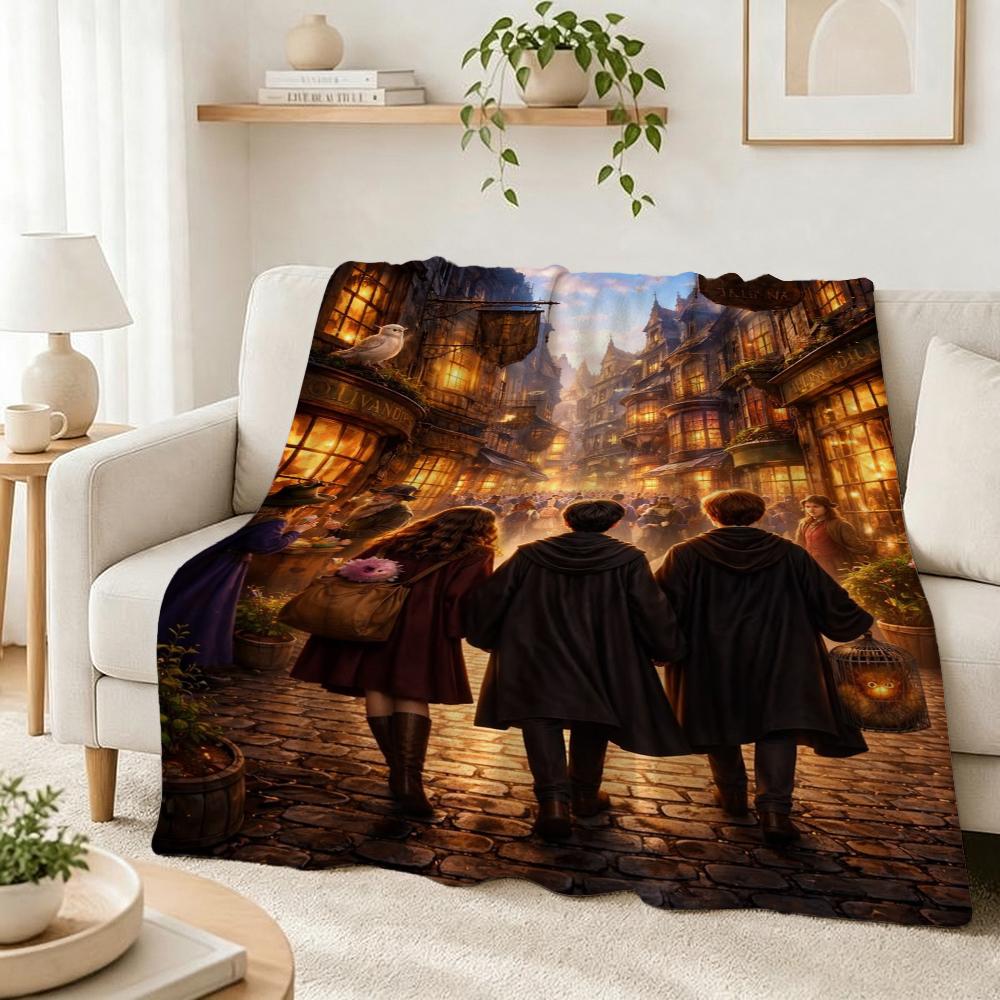Hogwarts Magical Essentials Theme Blanket Fluffy Plush Throw Blanket For Living Room Gaming Room Home Party Decor Christmas Gift