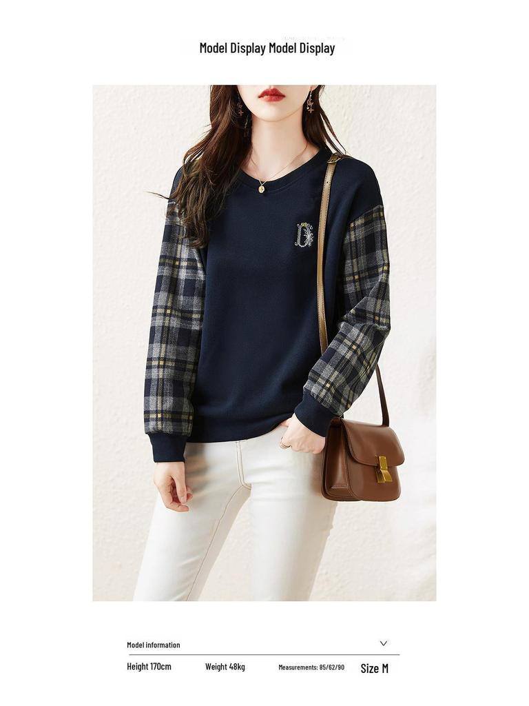 Women's Hoodless Sweatshirt: Stylish Long-Sleeved Top for Spring, Autumn & Winter 2023 - Large & Petite Sizes Available