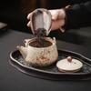 High-End Flint Red Gongfu Tea Set with Ceramic Kettle, Teacups, and Teaplatters