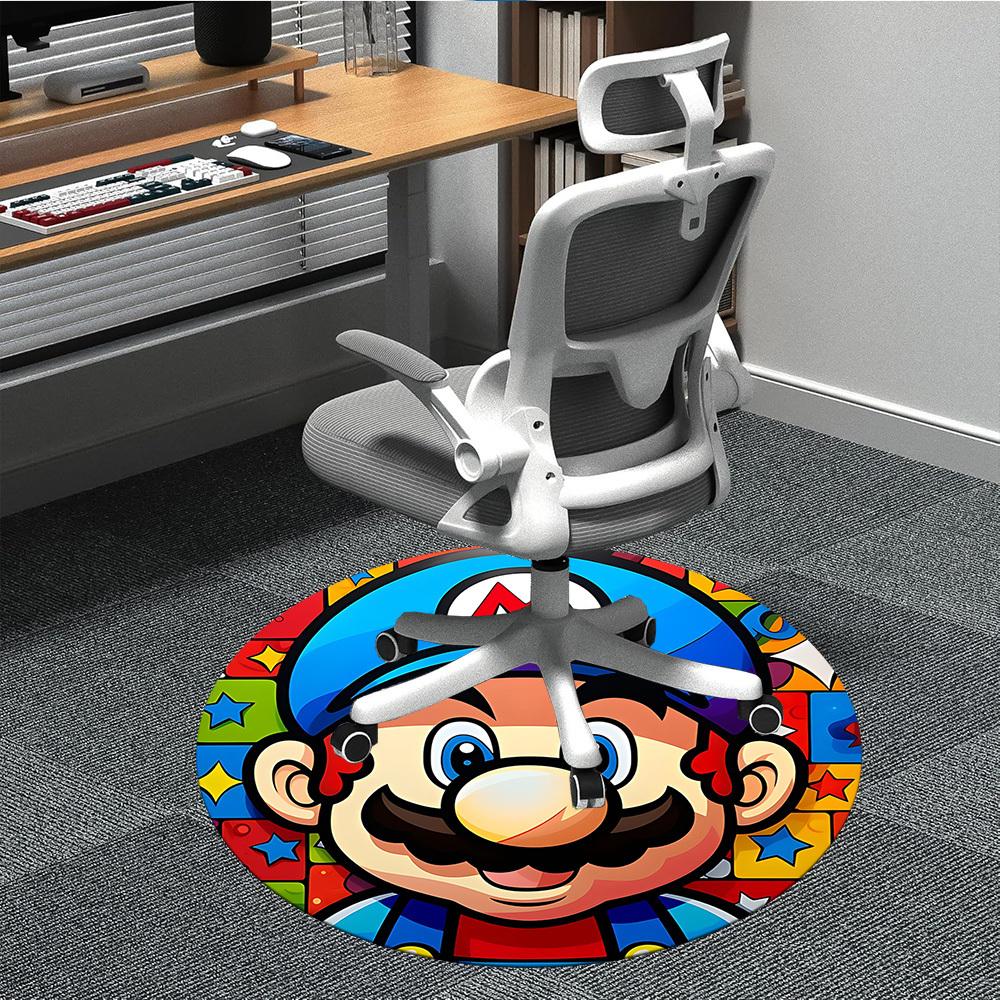 1pc Mario Party Office Round Area Rug, Indoor Mat Suitable For Office, Bedroom Living Room Home Decor, Room Deco,  Offic a0926211