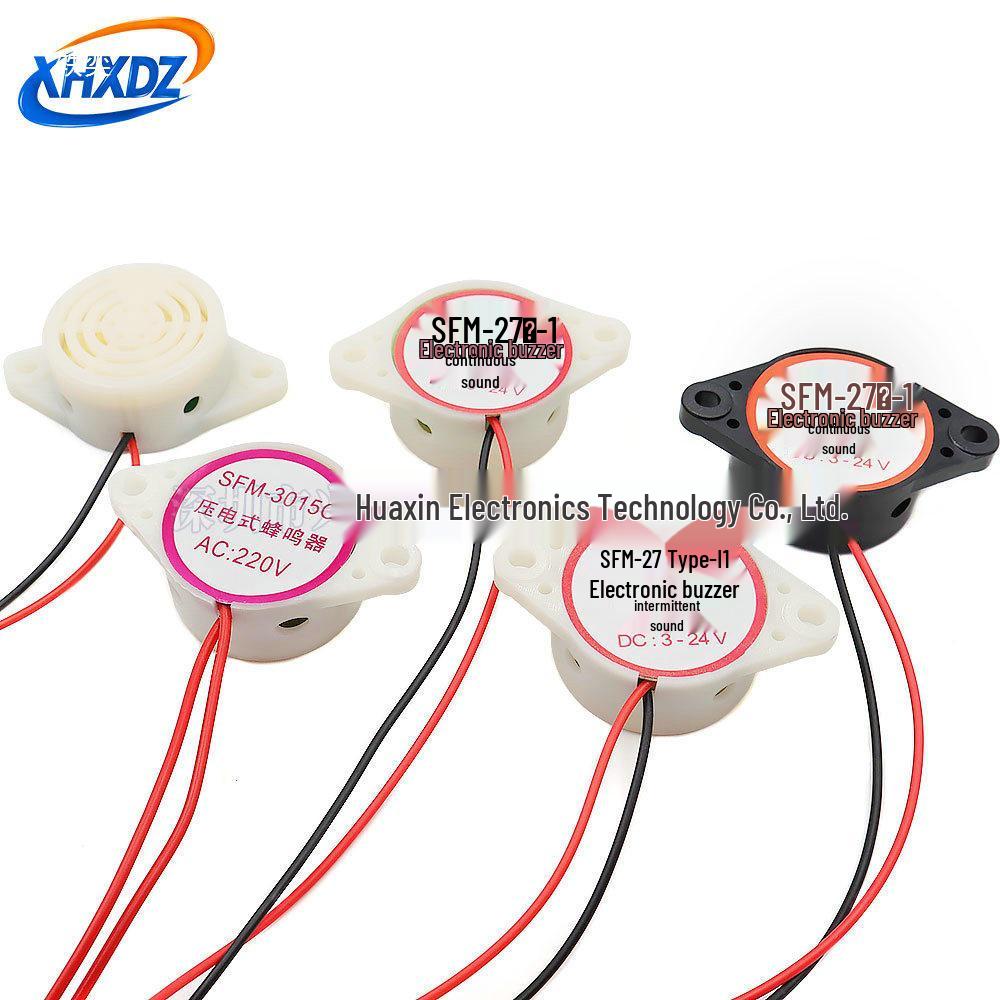 Yüksek Desibel SFM-27 Aktif Buzzer, 3-24V, Sürekli/Kesintili Alarm Seslendirici, 220V.