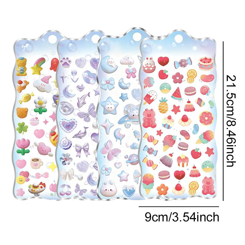 1Sheet Cute Crystal Jelly Patch Cartoon Relief Sticker Candy Planets Bread Ocean Creative Stationery Stickers School Rewards ZYF