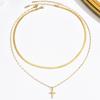 Titanium Steel Cross Pendant Necklace - Elegant Women's Clavicle Chain Jewelry