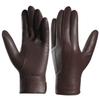 Harssidanzar Luxury Italian Sheepskin Leather Gloves with Cashmere Stitching for Size M Men's Warmth, Brown,