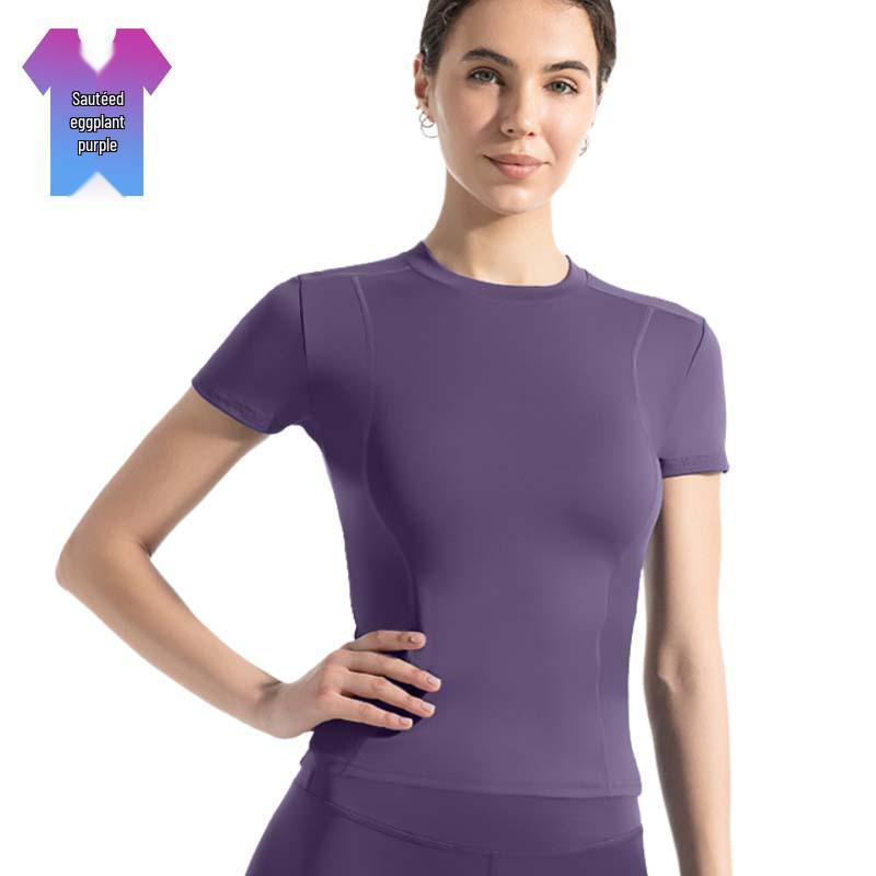 

Женская спортивная футболка с коротким рукавом, быстросохнущая, облегающего кроя, для бега, йоги, спортзала Large